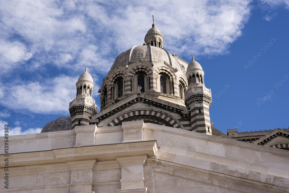 beautiful cathedral of Marseille with a nice sky, south of France