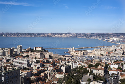 beautiful panoramic view of the city of Marseille harbor, France © Italyteam