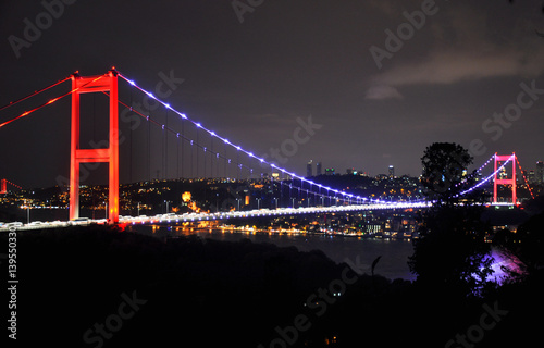 Fatih Sultan Mehmet Bridge, connecting Europe to Asia. Located in Istanbul, Turkey.