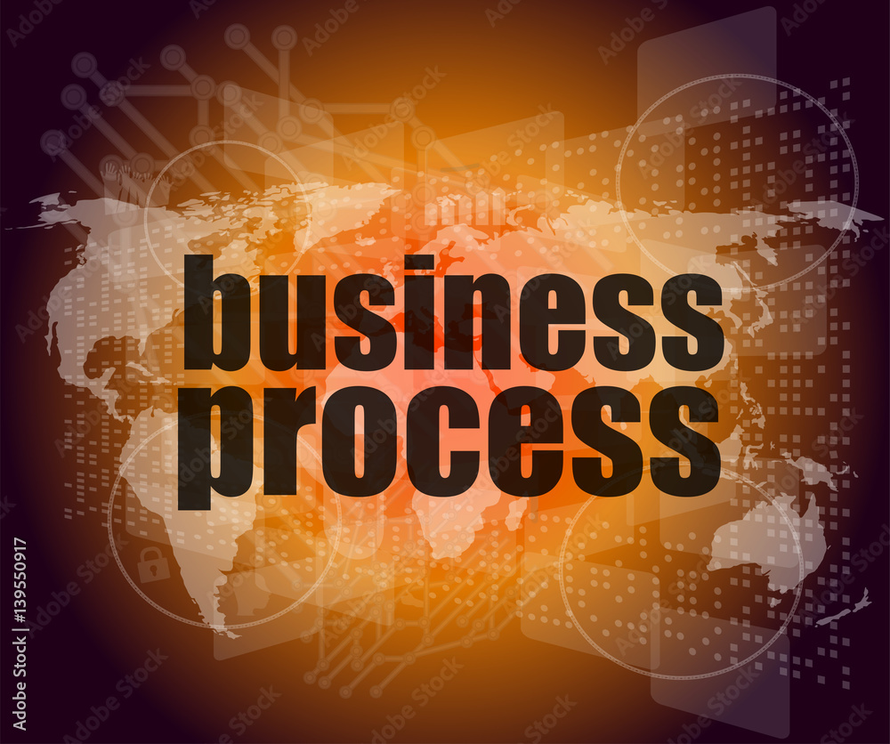 business process word on digital screen, mission control interface hi technology business process word on digital screen, mission control interface hi technology