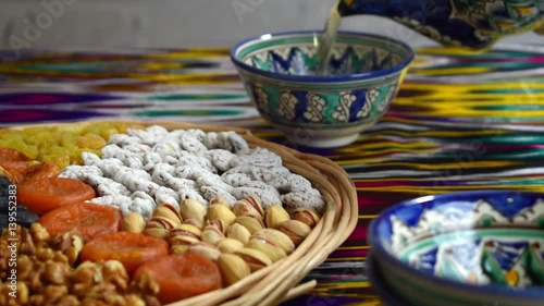 Traditional tea ceremony in Samarkand, Uzbekistan, hd video