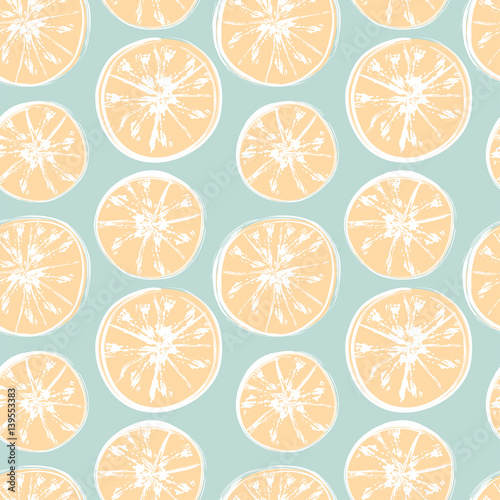Seamless pattern with hand drawn citrus. Vector illustration 
