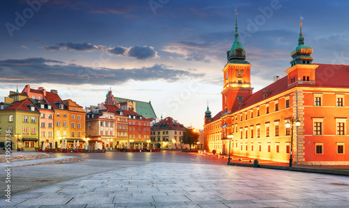 Panorama of Warsaw old town, Poland