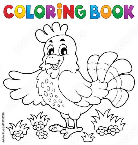 Coloring book happy hen