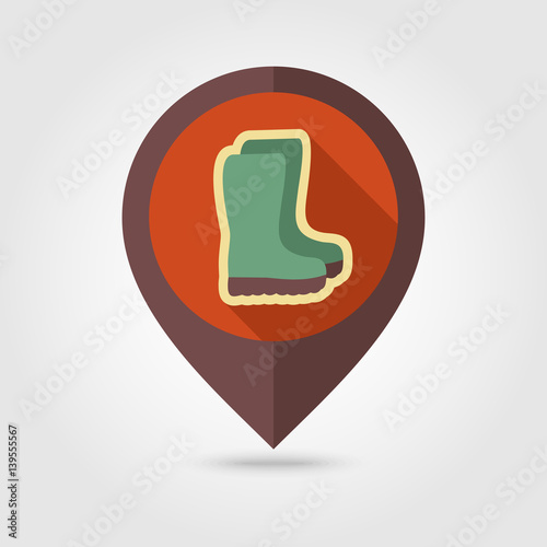 Rubber boots, gumboots, wellies pin map icon