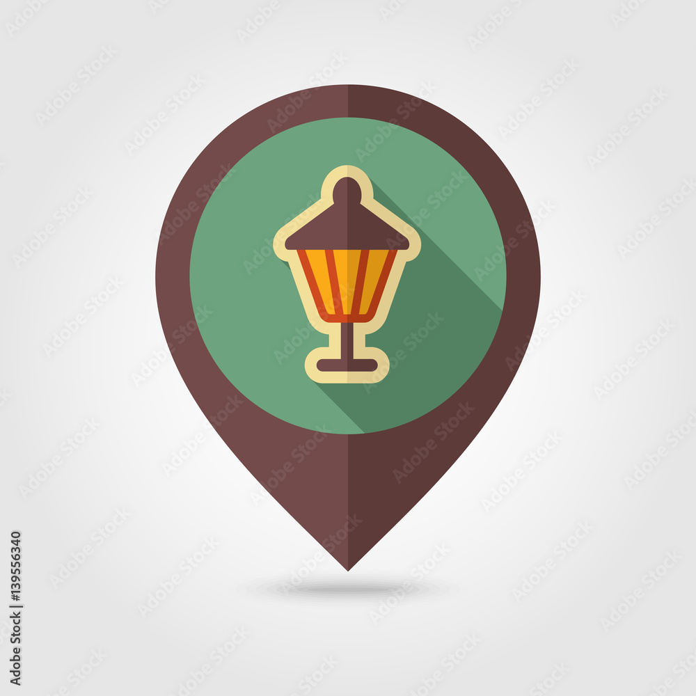 Garden lantern flat vector pin map icon Garden lantern flat vector pin map icon