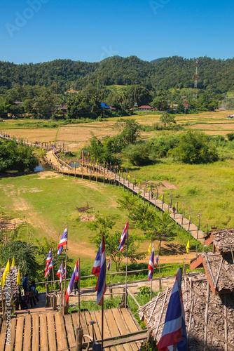 Bamboo bridge. Place name Sutongpe Bridge. the longest wooden bridge located in Mae Hong Son province The Northern of Thailand. photo