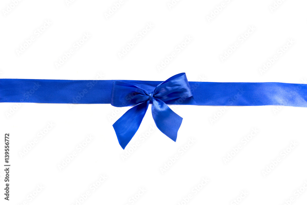 Blue ribbon with cute bow isolated on white background Blue ribbon with cute bow isolated on white background