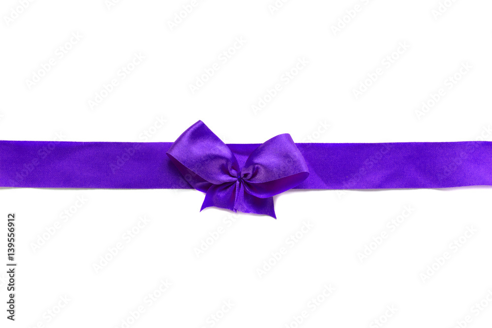 Purple ribbon with small cute bow isolated on white background , can use for decoration