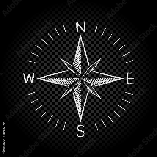 drawing compass directions dark