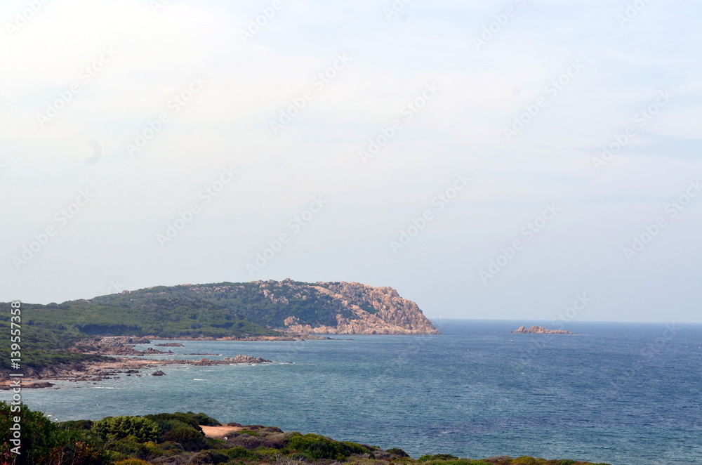 Panoramic view of the beach and the crystal sea of Sardinia