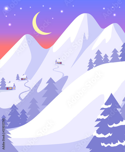 Beauttiful Landscape of High Snowy White Mountains