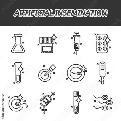 Artificial insemination icon set