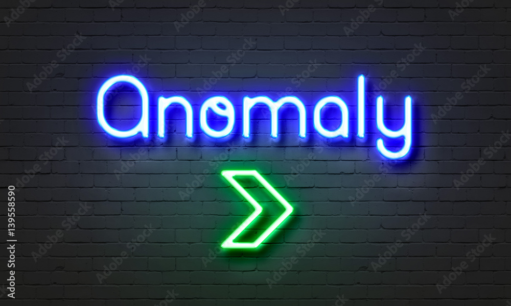 Anomaly neon sign on brick wall background. Anomaly neon sign on brick wall background.