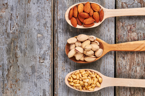 Almonds, pistachios and pine nuts.