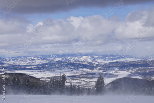 Snowy landscape up in Winter Park Colorado in the Rocky Mountains