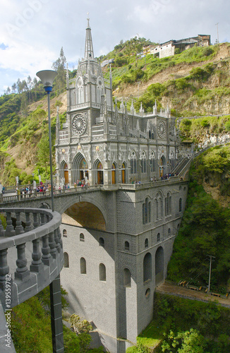 Las Lajas Sanctuary -  church built inside the canyon of the Guáitara River.
 photo