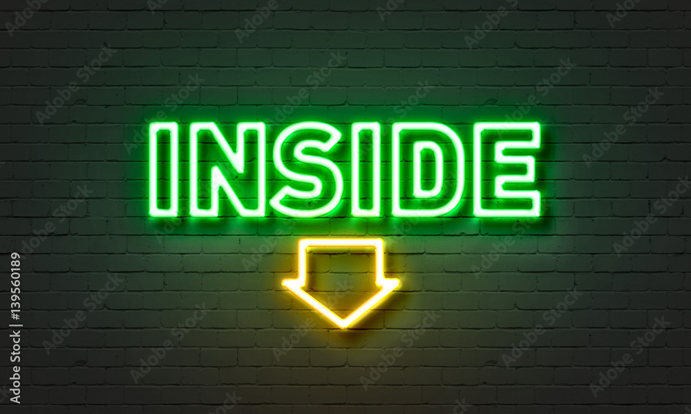 Inside neon sign on brick wall background. Inside neon sign on brick wall background.