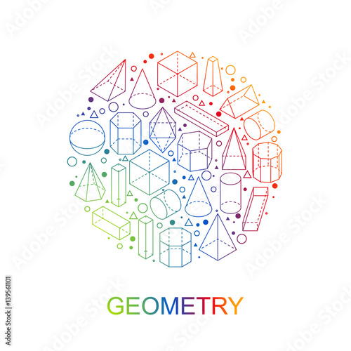 Geometry shapes. Round color stamp symbol.