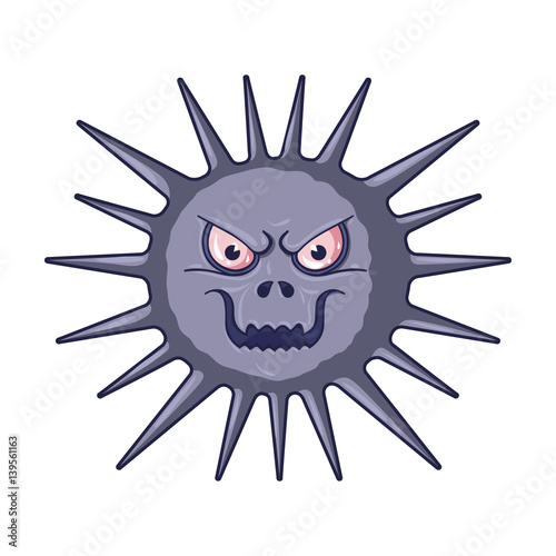 Photography Gray virus icon in cartoon style isolated on white background