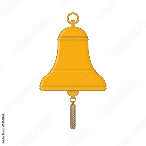 Golden Ship's bell in the flat style.