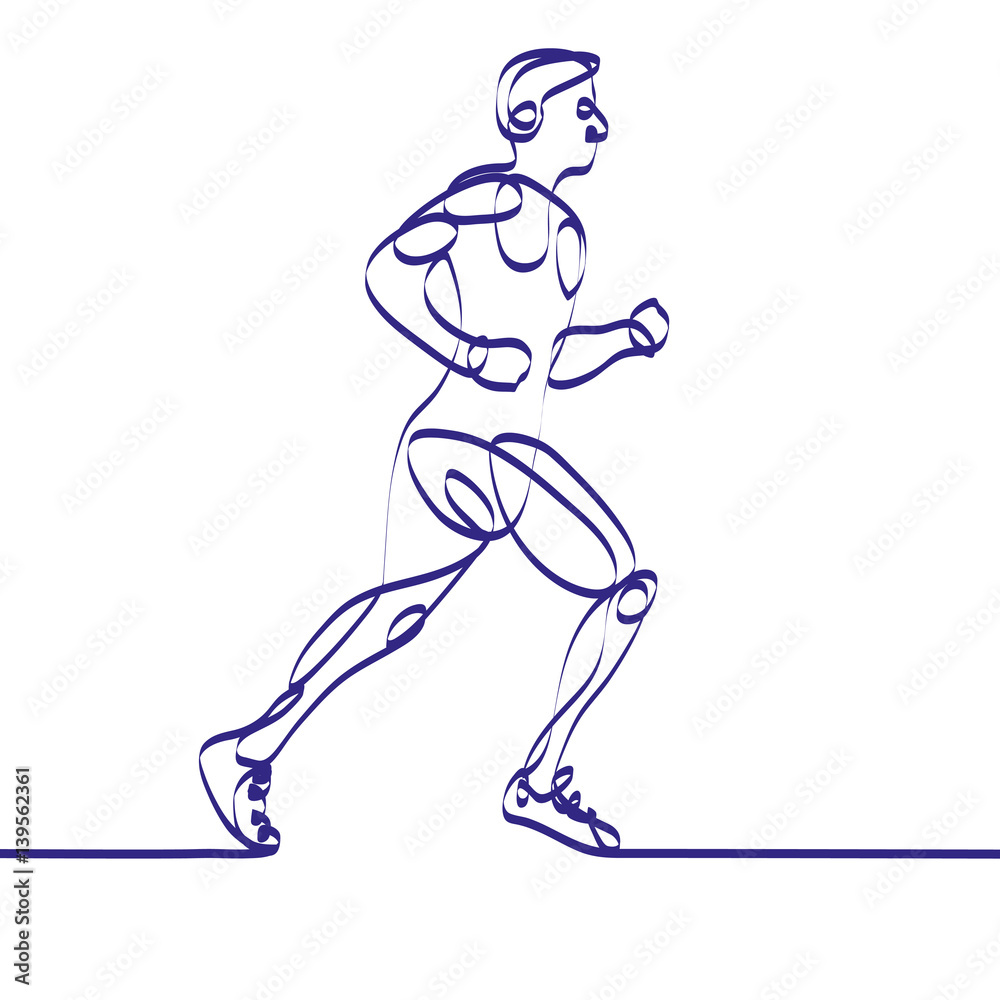 Naklejka premium Continuous line drawing of RUNNER 