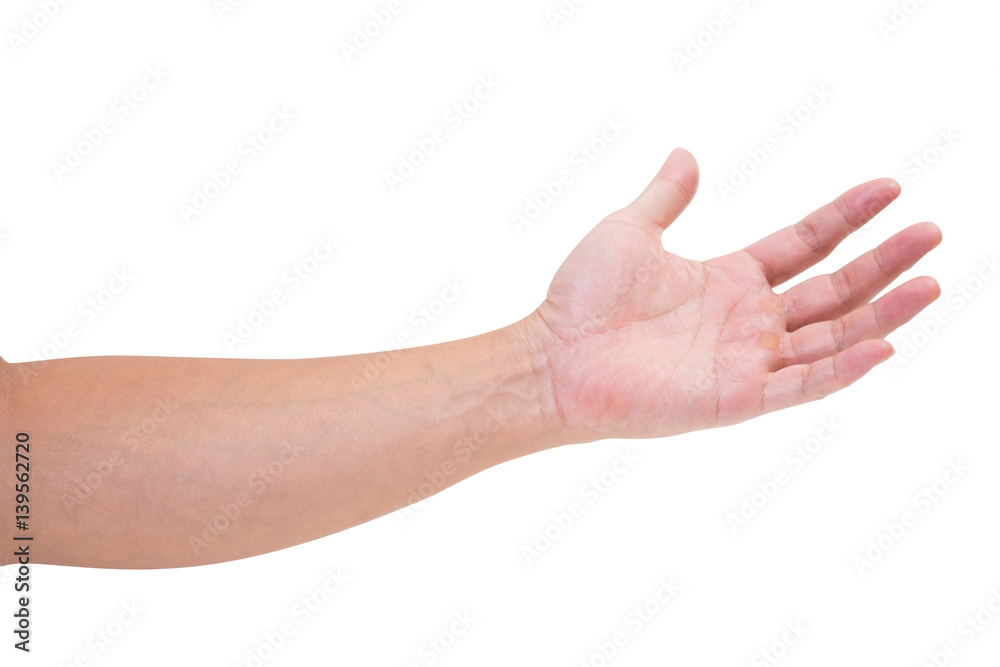 Man hand isolated on white background, clipping path