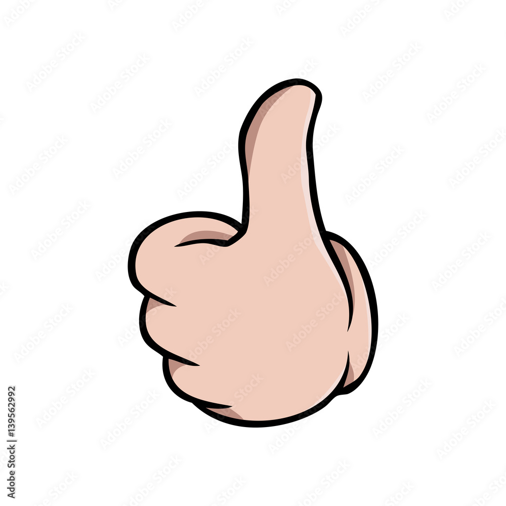 Human cartoon hand showing a thumbs up Human cartoon hand showing a thumbs up