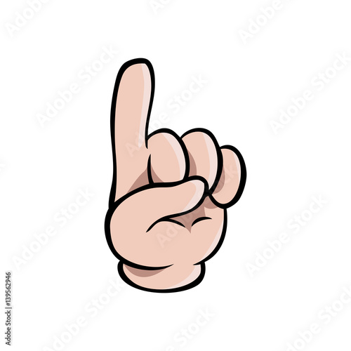 Human cartoon hand showing one finger