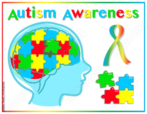 Autism awareness graphic elements vector