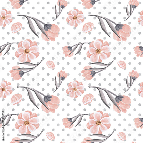 Flowers Illustration Seamless Pattern Hand-Painted Background Texture Wallpaper Scrapbook