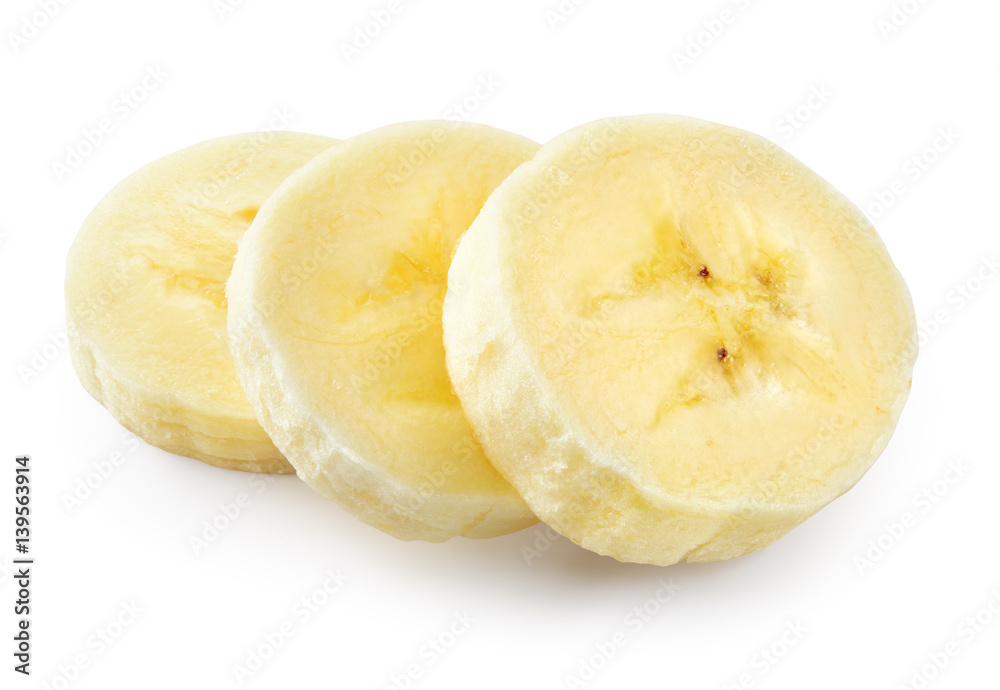 Banana slice. Heap isolated on white. With clipping path.