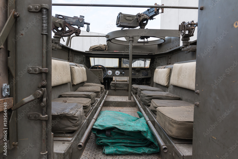 Inside Military Track: Seats and Submachine Guns