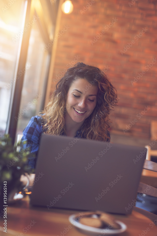 Working in a cafe Working in a cafe