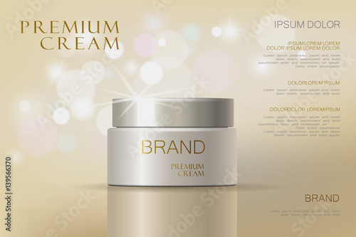 Facial cream glass jar realistic vector illustration