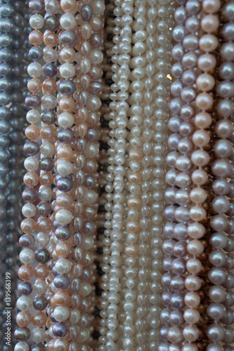 Multicolored pearl beads on the market