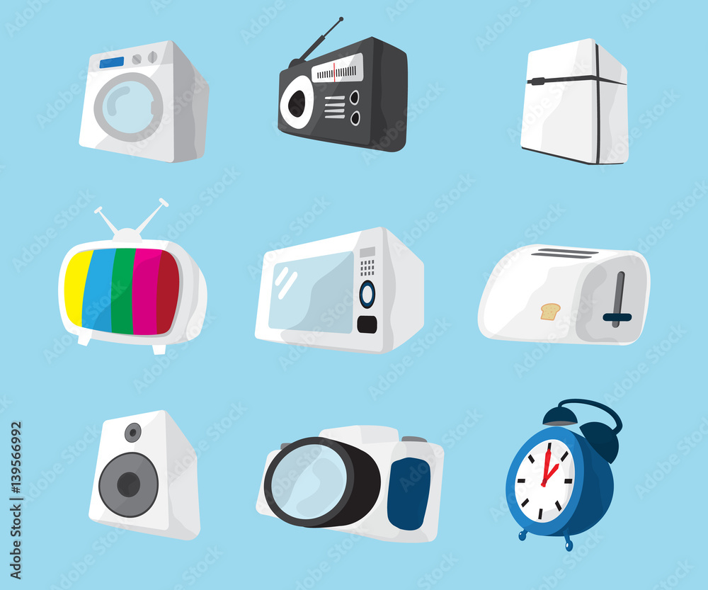 set of home electronics appliances icon set of home electronics appliances icon