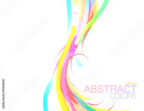 Colorful flowing shape scene on a white vector abstract background