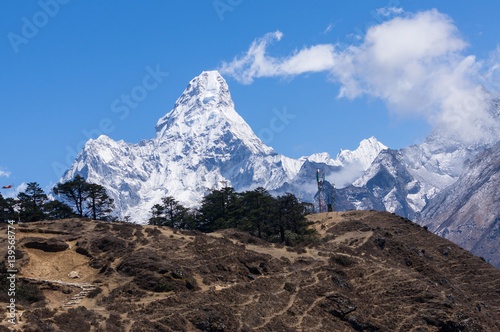 Ama Dablam mountain peak in clearly day, Everest region, Nepal