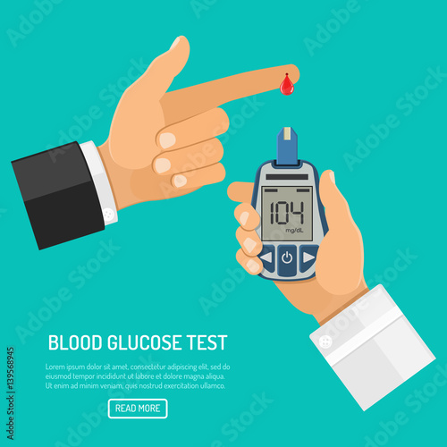 blood glucose meter in hand