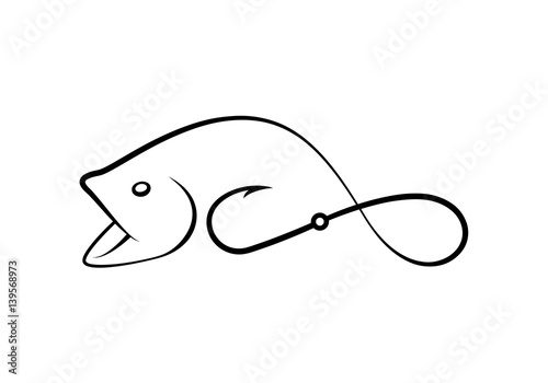 graphic fishing hook, vector