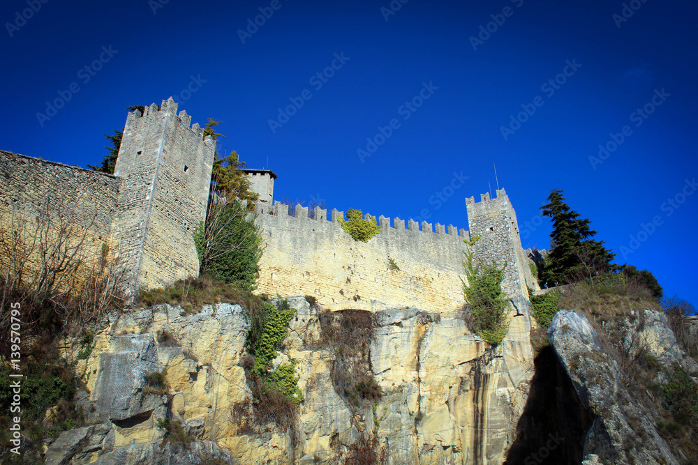 Walls and towers of Guaita castle, San Marino