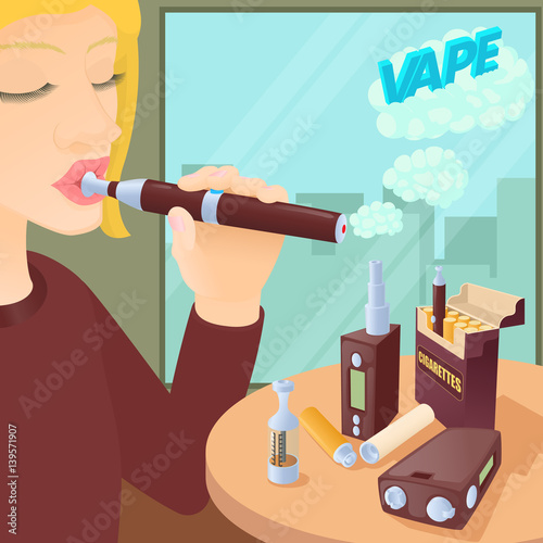 E-cigarettes concept, cartoon style