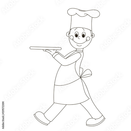 Cook in an apron and cap.