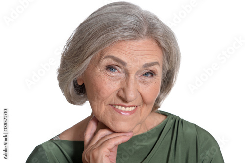 Portrait of a beautiful happy elderly woman
