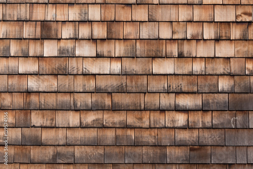 Texture of wooden tile roof photo
