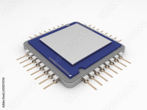 Bilde på lerret A microprocessor or CPU in a pure white background