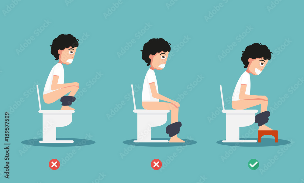 unhealthy vs healthy positions for defecate illustration Stock Vector Adobe Stock