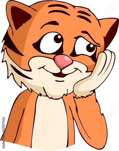 Fototapeta Naklejka Na Ścianę i Meble -  Thinking tiger cartoon 
