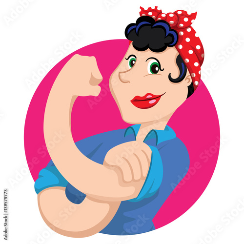 Female mascot Rose Rethinker of awareness of the rights and strength of women. Ideal for educational and informational materials